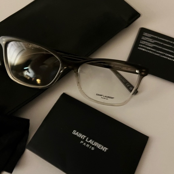 Saint Laurent Black and Silver Glasses - Picture 1 of 3